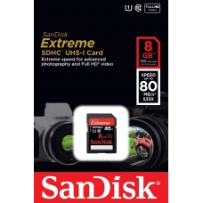 Карта памяти SDHC 8GB SanDisk Class10 Extreme UHS-I 80MB/s